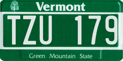 VT license plate TZU179