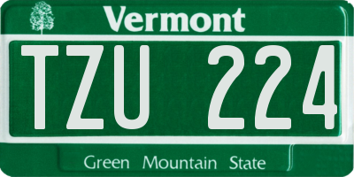 VT license plate TZU224
