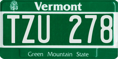 VT license plate TZU278