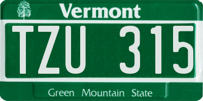 VT license plate TZU315