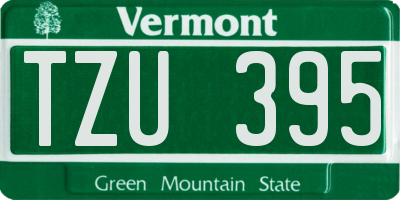 VT license plate TZU395