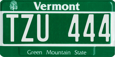 VT license plate TZU444