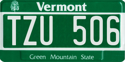 VT license plate TZU506