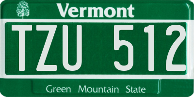 VT license plate TZU512
