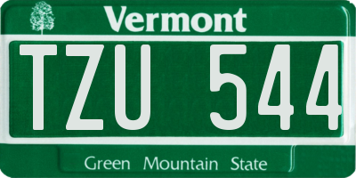 VT license plate TZU544