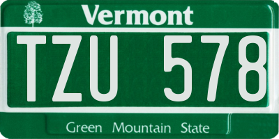 VT license plate TZU578