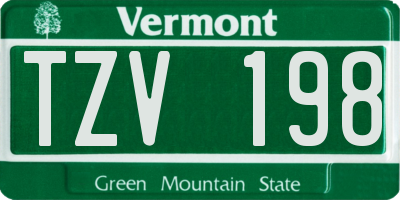 VT license plate TZV198