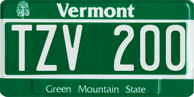 VT license plate TZV200