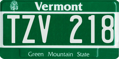 VT license plate TZV218