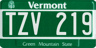 VT license plate TZV219