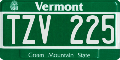 VT license plate TZV225