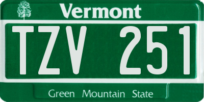 VT license plate TZV251
