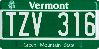 VT license plate TZV316