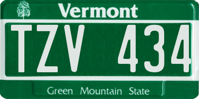VT license plate TZV434