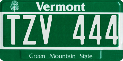 VT license plate TZV444