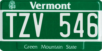 VT license plate TZV546