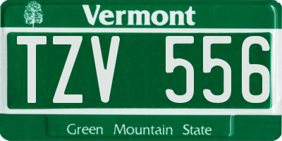 VT license plate TZV556