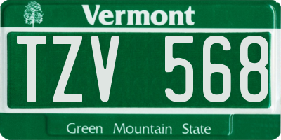 VT license plate TZV568