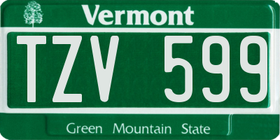 VT license plate TZV599
