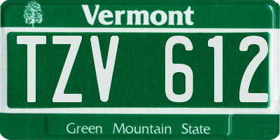 VT license plate TZV612