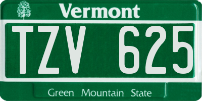 VT license plate TZV625