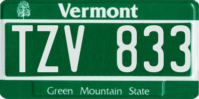 VT license plate TZV833