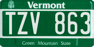 VT license plate TZV863