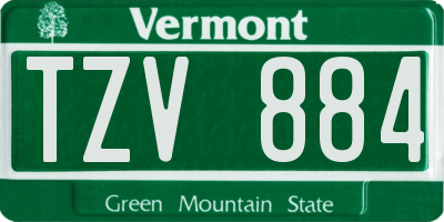 VT license plate TZV884