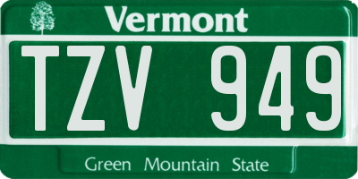 VT license plate TZV949