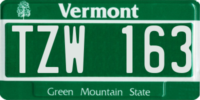 VT license plate TZW163