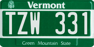 VT license plate TZW331