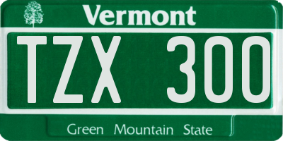 VT license plate TZX300