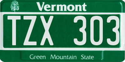 VT license plate TZX303