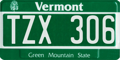 VT license plate TZX306