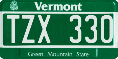 VT license plate TZX330