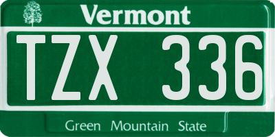 VT license plate TZX336