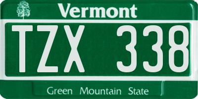 VT license plate TZX338
