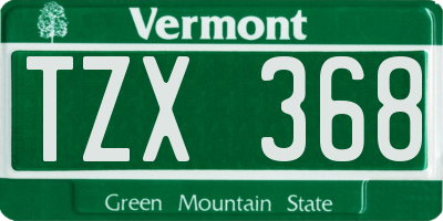 VT license plate TZX368