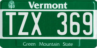VT license plate TZX369