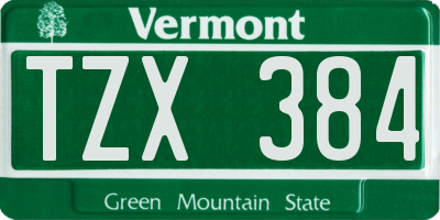VT license plate TZX384
