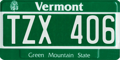 VT license plate TZX406