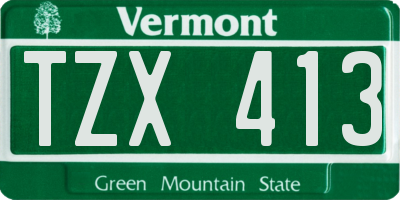 VT license plate TZX413