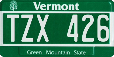 VT license plate TZX426