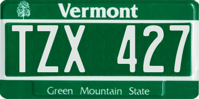 VT license plate TZX427