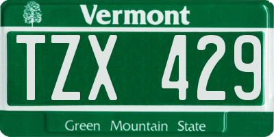 VT license plate TZX429