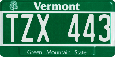VT license plate TZX443