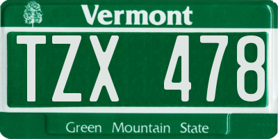 VT license plate TZX478