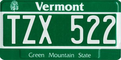 VT license plate TZX522
