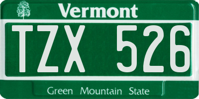 VT license plate TZX526