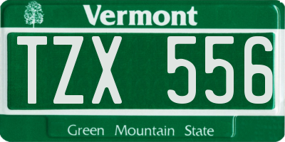 VT license plate TZX556
